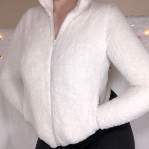 white zip teddy jacket